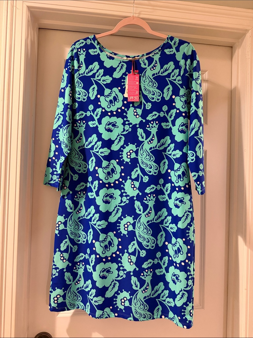All For Color Blue and Aqua Floral Shift Dress